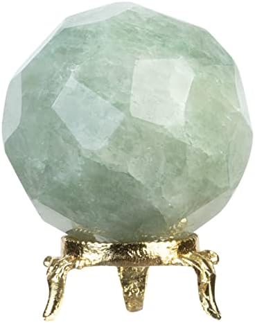 Crocon 45 mm zeleni žad dijamantni rezani kamena kugla s metalnim postoljem 1400+ karata dragulja s kuglicama zacjeljivanje ukras rock
