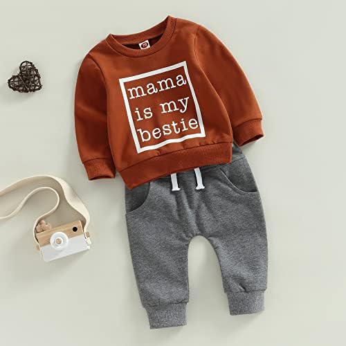 WDEHOW dojenčad mališana dječaka 2pcs Outfits slova Print pulover vrhovi + hlače za crtanje postavljene jeseni zimska odjeća