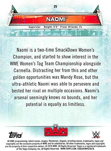2019. Topps WWE Women's Division 25 Naomi Wrestling Trading Card