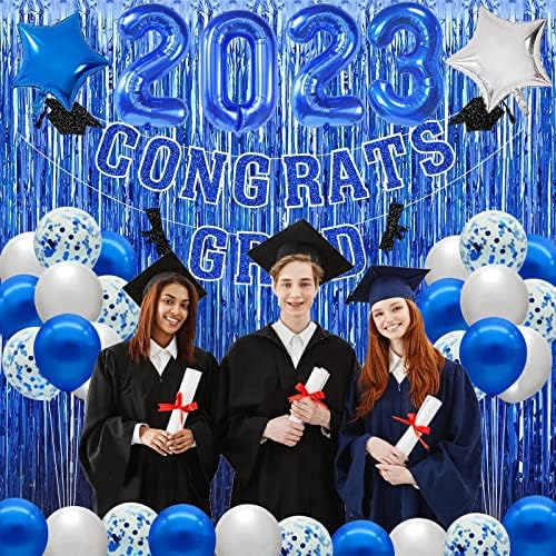 Dekoracije za diplomiranje 2023 Plavo -bijela čestita za natpis Diplomska diplomska maturanska klasa 2023. Dekoracije za diplomiranje