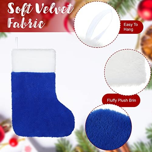 10 PCS božićne čarape plišana čarapa Velvet Viseći božićna čarapa s bijelom manžetom 15 inčni klasični veliki ukrasi za čarape za božićni