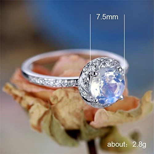 Vsoruln 925 Sterling Silver Shiny Diamond Ring Opal Ring koktel prstenovi okrugli rezani halo kubični cirkonia obećanje prstenovi cz
