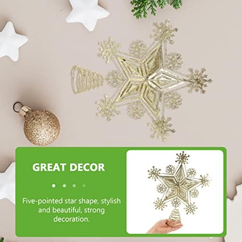Ukras božićne zvijezde Topper Ornament: 25cm Glitter 3D Zlatna snježna pahuljica Xmas Star Treetop Odmor za odmor stabla zabava favorizira