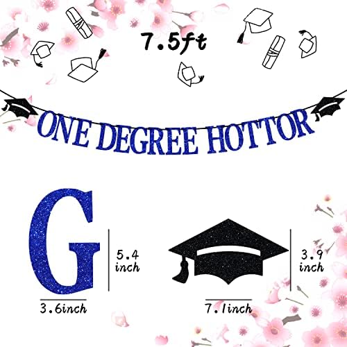 Jedan stupanj Hottor Banner, čestita dekor Torta, srednjoškolska / fakultet / sveučilišni diplomirani zalihe za dekoraciju, crno -plavi