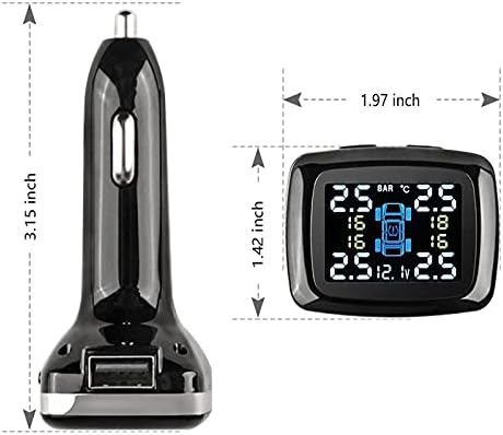 Liruxun car tpms senzor za nadzor tlaka gume senzor USB priključka sigurnosni alarm za alarm cigareta digitalni sustav tlak u guma