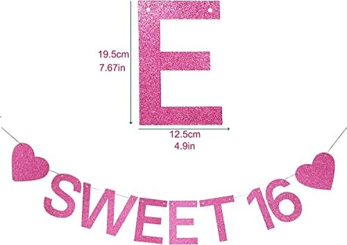 16. rođendanski ukrasi za djevojčice vruće ružičasti slatki natpis sa 16 šljokica Sretan rođendan 16 godina pribor za ukrašavanje rođendanski