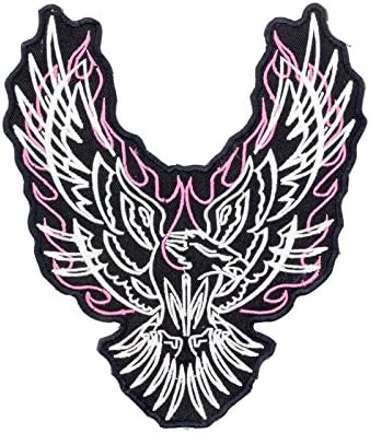 Flaming Phoenix ružičasto željezo na središnjem flasteru za motociklističke jahače ili veteran prsluk za bicikliste