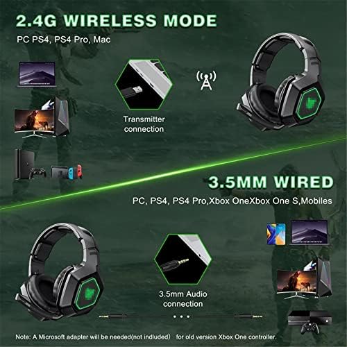 Ihippo igračke slušalice 2.4g bežične igračke slušalice sa savijanjem zelenog svjetla skriveni svesmjerni mikrofon za PC laptop