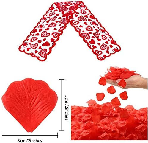 Crvena čipkasta stolna staza za Valentinovo s 500 komada latica ruže, vjenčane čipkaste staze za medeni mjesec, stolnjak s umjetnim