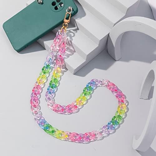 Akrilni lanac za telefon s perlicama šareni viseći vrat duga Futrola za telefon protiv gubitka nakit s vezicama