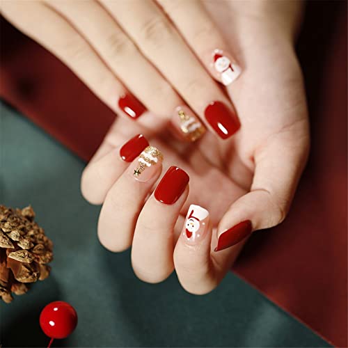 Prozirni vrhovi noktiju s potpunim pokrivanjem dugi lijes s gotovim proizvodima za produženje noktiju božićne serije ravni jastučić