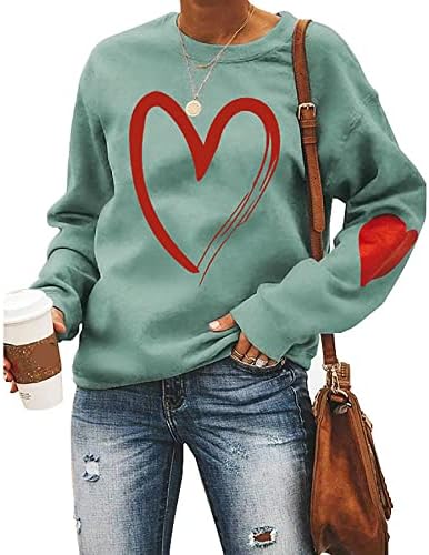 VITUSTUA Valentinovo dukserica, žene Raglan rukavi okrugli vrat Tweatshirt Love 3d uzorak pulover dugih rukava