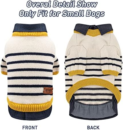 ISPET mali pseći džemper, patchwork pruge za pseće dukserice pletena kućna ljubimca zimska odjeća meka zadebljanja mačji kaput za malene