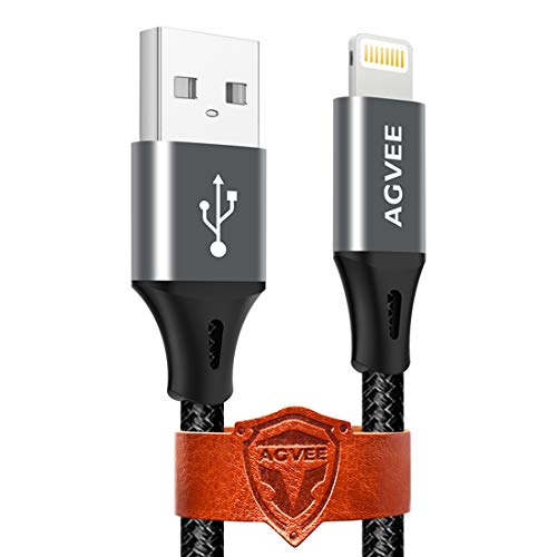 Agvee 3 pakiranje 1,5ft za kratki kabel za punjač iPhonea, ojačani krajnji vrh, pleteni brzi OEM USB munjevitoj kabel za punjenje podataka