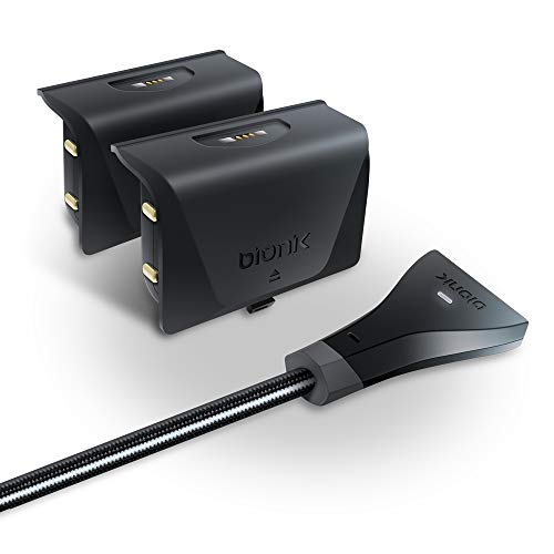 BIONIK HIPER KIT - 2 velikog kapaciteta za punjenje 1200 mAh s bežičnim regulatorima kabela magnetskog naboja od 10 stopa - Xbox One