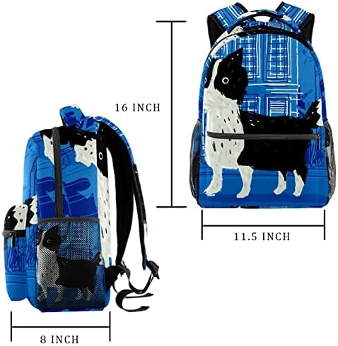 Slatki Školski ruksaci za štenad Border Collie s džepom za bocu vode, 29. 4. 4. 20. 40. cm / 11. 5. 8. 16 inča