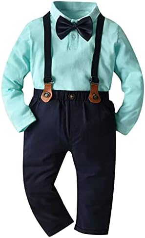 Lotucy Baby Boy Gentleman odijelo Bowtie majice + Osvjetljavanje Plasa hlače 3pcs gospodo odjeće