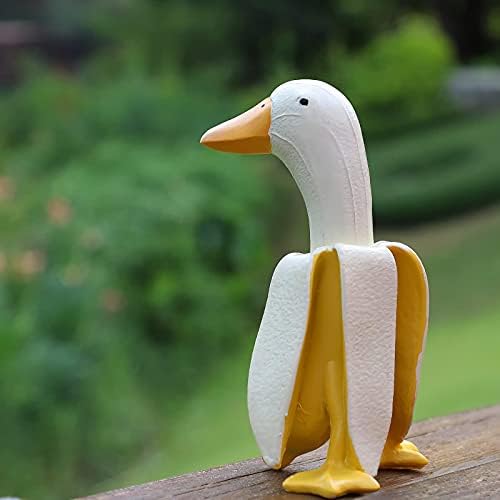LHOCM Garden Decor Cituri figurice ukrasi, kreativna smola banana patka vrtni gnomi, personalizirani kipovi patke za dom, popločani