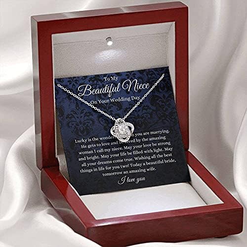 Kartica s porukama, ručno izrađena ogrlica- Personalizirani poklon love Knot, nećakinja poklon za dan vjenčanja, mladenki iz tetke