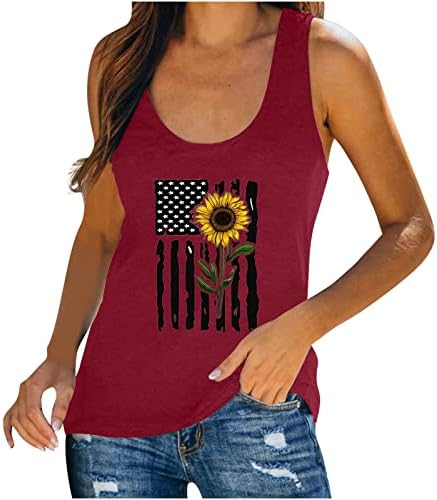 Ženske patriotske košulje 4. srpnja tenkovske vrhove bez rukava za žene američke zastave majice usa grafičke majice Racerback prsluk
