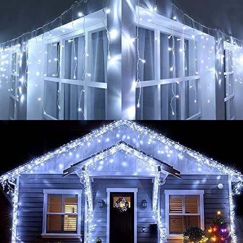 Joomer božićne lampice s ledenjem, 300 LED 29ft 8 modusa s 60 kapi, božićne lampice s timerom, vodootporne vanjske lampice za praznike,