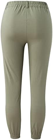 Ženske gamaše hlače obrezane visoki struk mršave hlače hlače tipke remen vitke fit solidne trenirke casual hlače