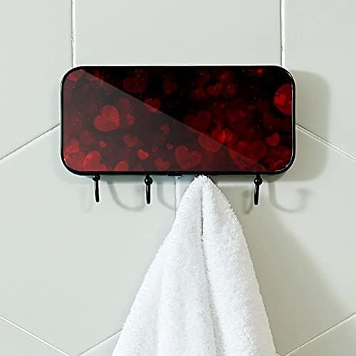 Crvena crna ljubavna stalak za ispis kaputa zidni nosač, ulazni kaput s 4 kuka za kaput za kaput ručnika za ručnike haljine u kupaonicu