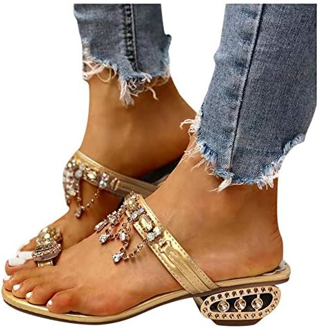 Thong sandale za žene klin, ženska kristalna bohemija 2020. flip flops ljetne plaže t-trap sandale udobne cipele za hodanje