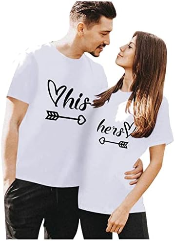 Numaller Valentinovo podudaranje majice za par, okrugli vrat Ljetni majica s kratkim rukavima Ukupne atletske vrhove za žene
