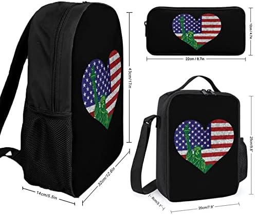 Kompleti školskih ruksaka s američkom zastavom i kipom za studente, set torbi za knjige sa slatkim printom, izolirana kutija za ručak