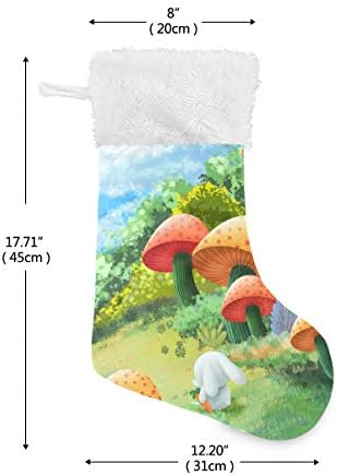 Pimilagu bijeli zec u gljivama grm božićne čarape 1 pakiranje 17.7 , viseće čarape za božićni ukras