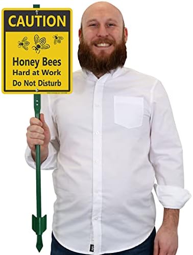 SmartSign Oprez - medene pčele naporno na poslu, ne ometajte LawnBoss® znak | 10 x 12 aluminijski znak s 3 'uloga