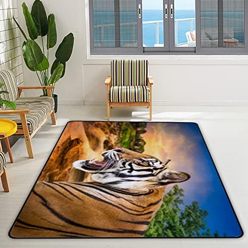 Puzanje zatvorenog tepiha za igranje prostirke Tiger na zalasku sunca za spavaću sobu Edukativni vrtić podne prostirke prostirka 63x48inch