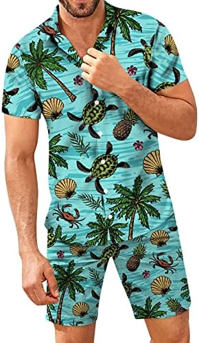 Muška proljetna ljetna ležerna plaža ležerna košulja s kratkim rukavima, tiskane kratke hlače za muškarce
