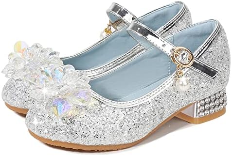 Toddler Little Kid Girls haljine pumpe Sjajne šljokice princeza cvjetna niska potpetica zabava show plesne cipele slatke crtane cipele