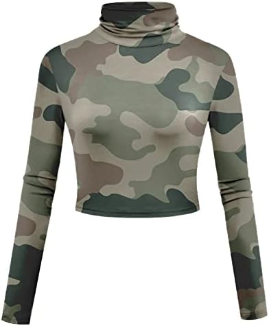 Bluza tanke košulje za žene leopard tiskana kratka tunika hight vrat dugi rukavi majice majice vruće djevojke košulja