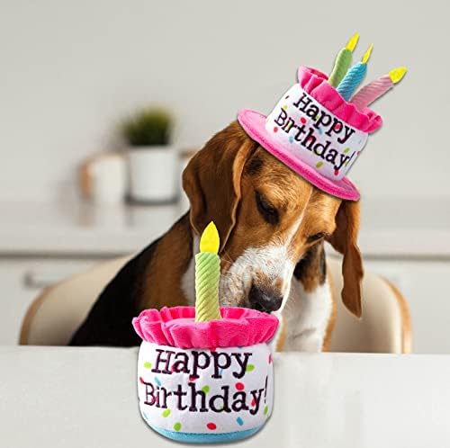 Ushang kućni ljubimac Extral Veliki pseći rođendanski kolač šešir i rođendan bandana Šal i rođendanske torte igračke set ružičaste