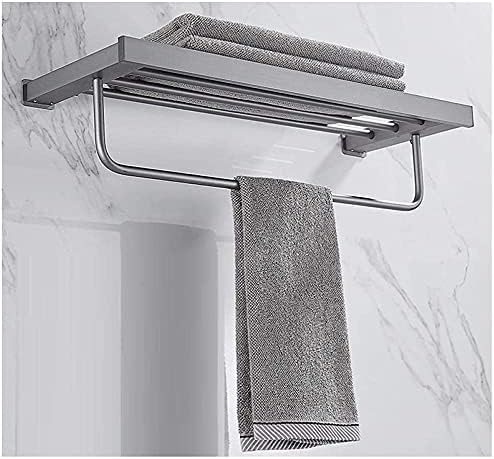 -Solf, Rack Rack Rack Grey Space Aluminium jednoslojni dvoslojni zidni stalak za ručnike na zidu bez perforacije-c4 ručnik za odlaganje