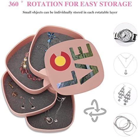 Ljubav Colorado 360 ° Zakreta kutija za nakit od 4 sloja za skladištenje prstenova Ogrlice Ogrlice za prikaz Organizator smiješni