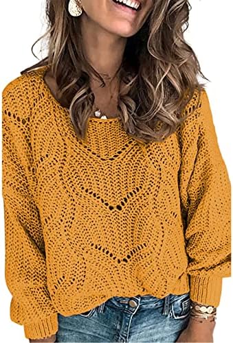 Ženski džemperi za batwing labave ležerne šuplje džemperi solidna boja pulover Jumper Tops kaputa džemper za vrat