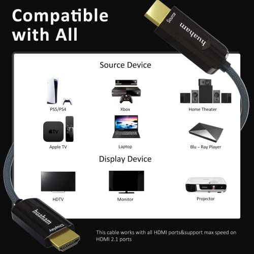 8k vlakna Optički HDMI kabel 33ft, pleteni najlon 8K HDMI kabel ultra brzih brzina 48Gbps, podrška 8K60Hz, 4K120Hz, dinamički HDR,