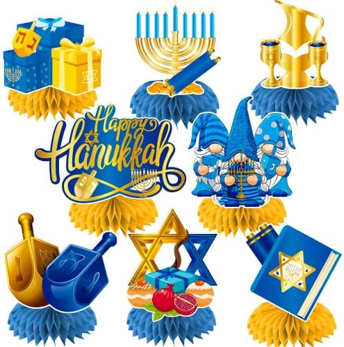 8 PCS ukrasi za stolove Hanukah, Hanukkah ukrasi saće saća, Dreidel Menorah Chanukah ukrasi za dodjele kućnih stola, središnji stolni