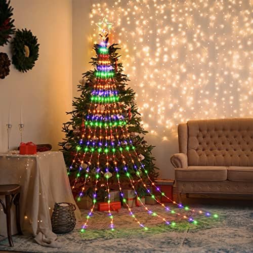 Božićni ukrasi Star String Svjetla, 344 LED svjetla s vodom s vodovima s 11 Topper Iron Star Božićne lampice Unutarnji vanjski ukrasni