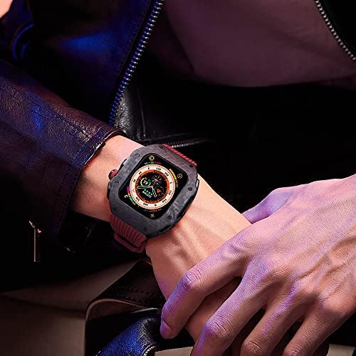 Bholsa luksuzni modifikacijski komplet za Apple Watch 8 Ultra 49 mm Fluorinska gumena kaiševa kućišta od karbonskih vlakana za IWatch