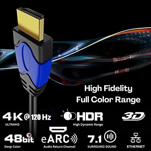 TNP 4K HDMI kabel Desni kut 90 stupnjeva - velika brzina 18Gbps HDMI žičana podrška 4K 60Hz 2K 2160P 1440P 1080P 3D ARC/EARC ETHERNET