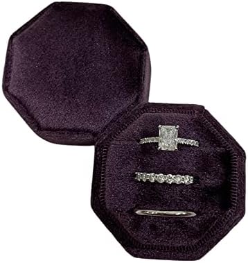 Zaručnički prsten kutija Premium 3 utor Octagon vjenčani prsten kutija nakit Vintage Velvet Ring kutija za nakit za angažman i svadbena