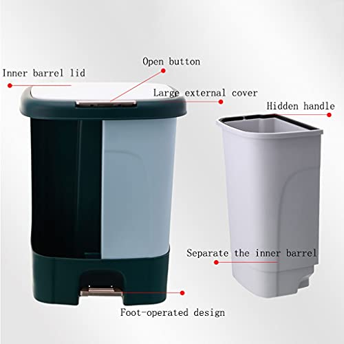 Kante za smeće bucket bucket s dvostrukom bačvom s dvostrukim poklopcem za sortiranje smeća bucket za sortiranje kućnih pedala uredska