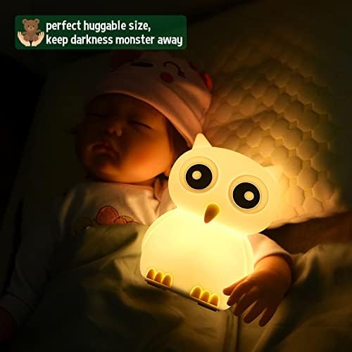 Twinkopat sova noćno svjetlo za djecu, slatka silikonska svjetiljka za životinje za dijete za dijete, prijenosna USB punjiva 7 boja