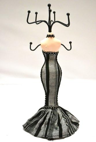 Crne pruge poprečno na naramenicama haljina sirena lutka lutka nakit