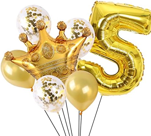 7 kom / lot baloni sa zlatnom krunom 32-inčni balon od folije s brojem za ukrašavanje dječje rođendanske zabave poklon/Crna 8